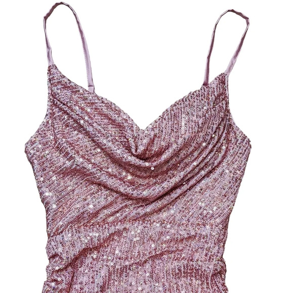 Hello Molly Replay Button Pink Sequin Mini Dress NWT - Picture 8 of 12